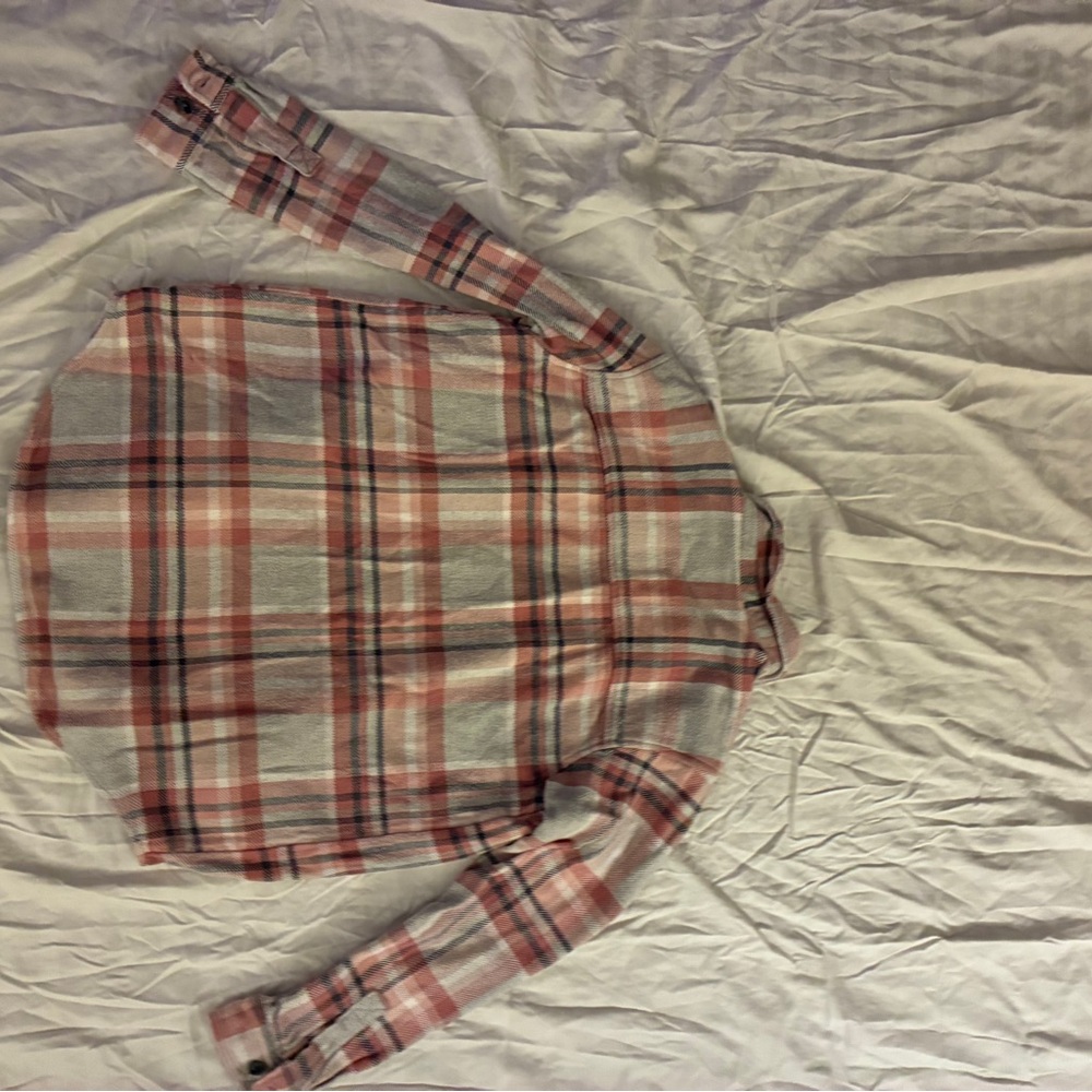 American Eagle Outfitters Pink, Black and Cream Plaid Shirt - Picture 8 of 8
